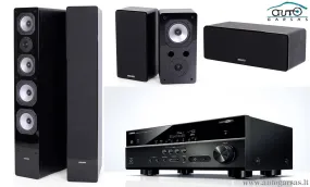 Namų kino komplektas - stiprintuvas Yamaha RX-V485, su kolonėlėm Dynavoice Challenger M-65, S-5, C-5 EX (v.4)