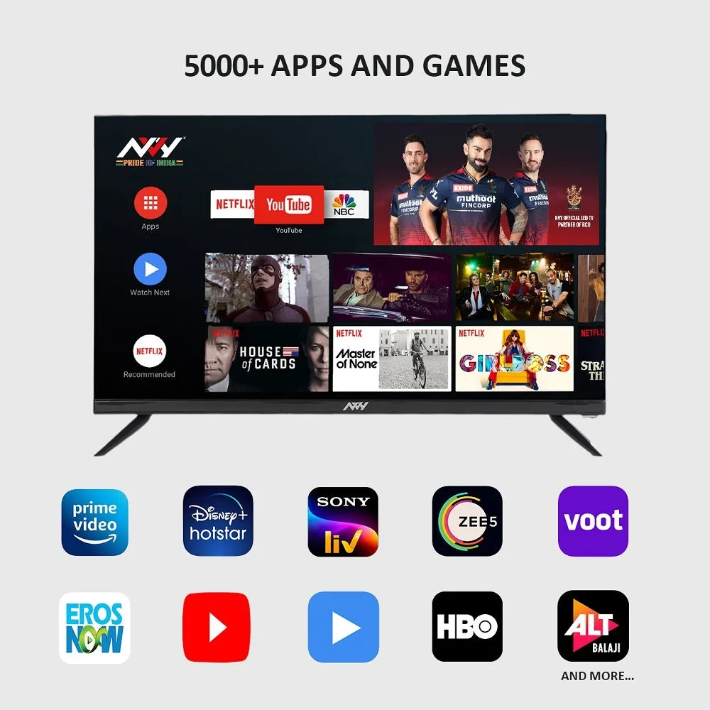 NVY 80 cm (32 inch) HD Ready Smart Frameless LED TV, NVA32SFR1 (Black) (2023 Model)