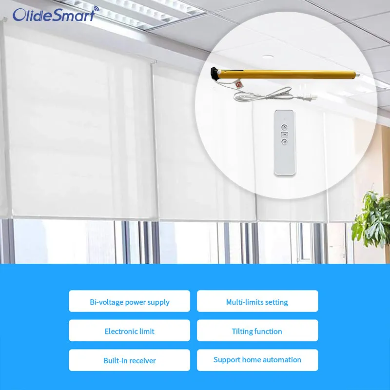Olidesmart DIY Roller Shutter Motor AC100-240V, Electric Roller Blind Tubular Motor Kit, Factory