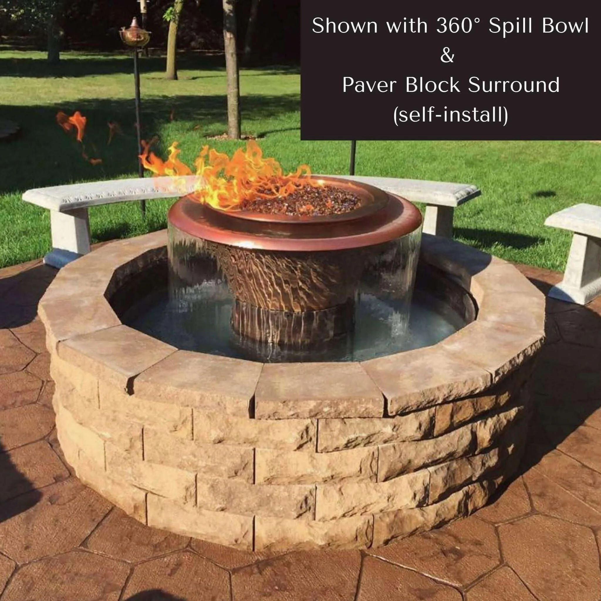 Olympian Round Fire & Water Fountain 4-Way Spill - The Outdoor Plus