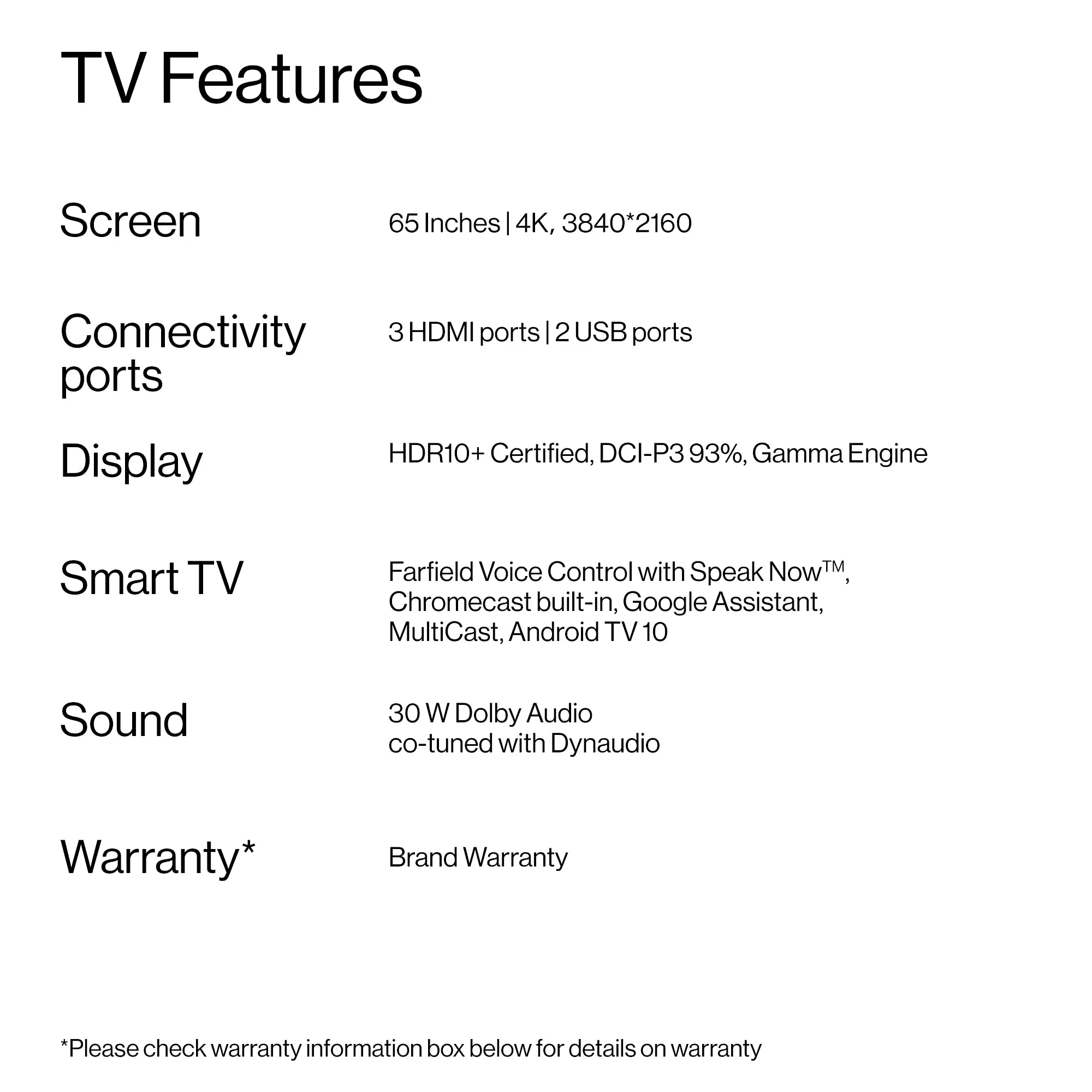 OnePlus 163.8 cm (65 inches) U Series 4K LED Smart Android TV 65U1S (Black)