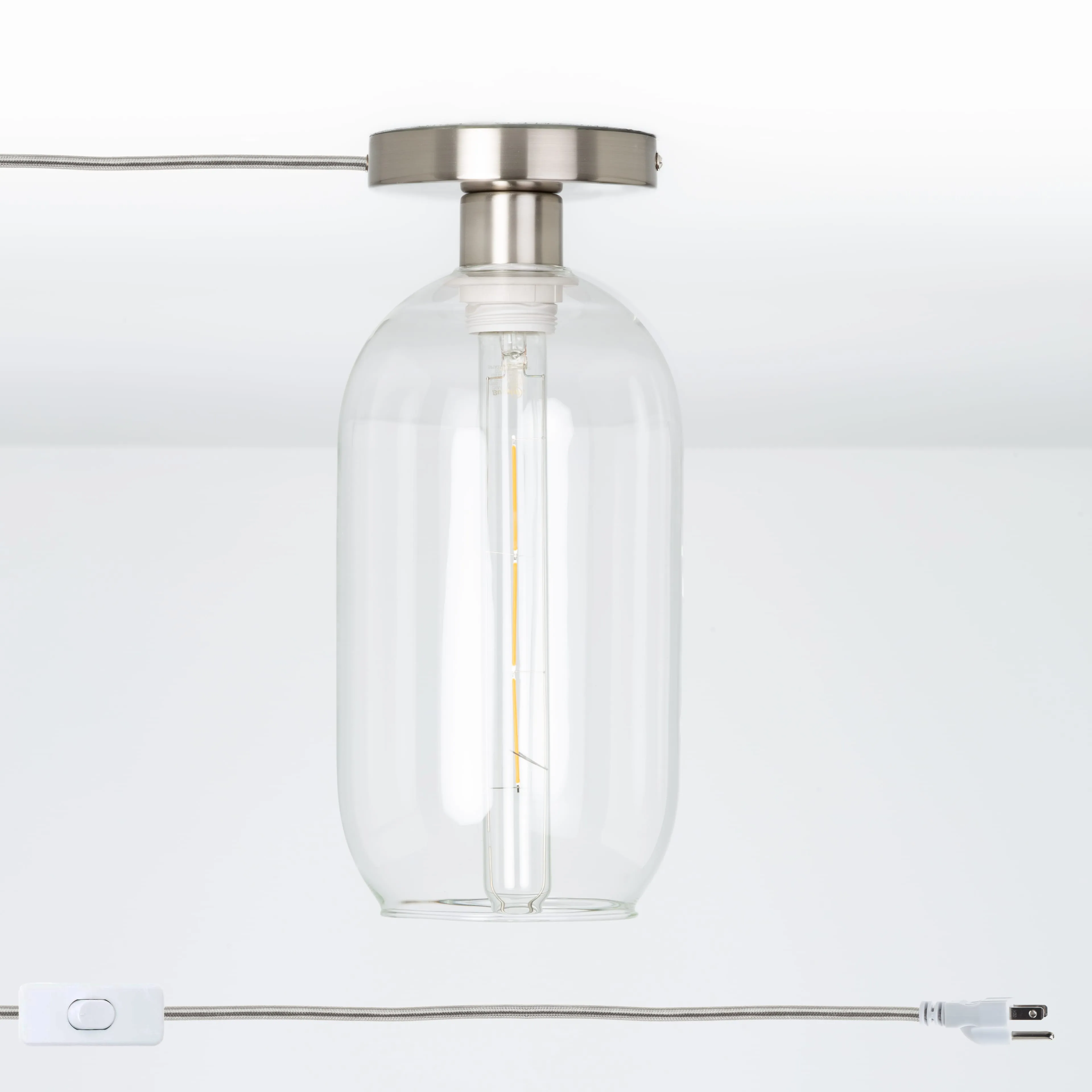 Plug-In Glass Pill Button Light