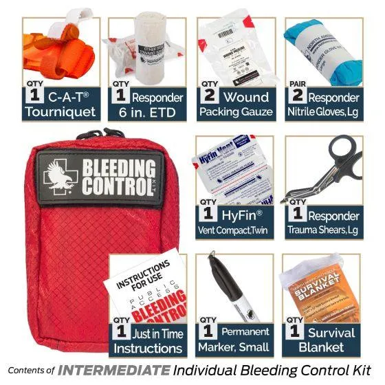Public Access Bleeding Control Station - 8-PACK Nylon Pouch - Clear Polycarbonate Cabinet