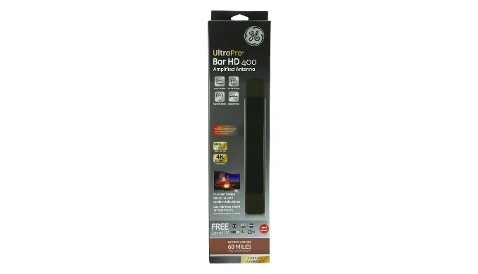 QUIT CABLE: GE UltraPro Bar HD 400 Indoor Amplified Antenna (Manufacturer Refurbished) - Ships Same/Next Day!