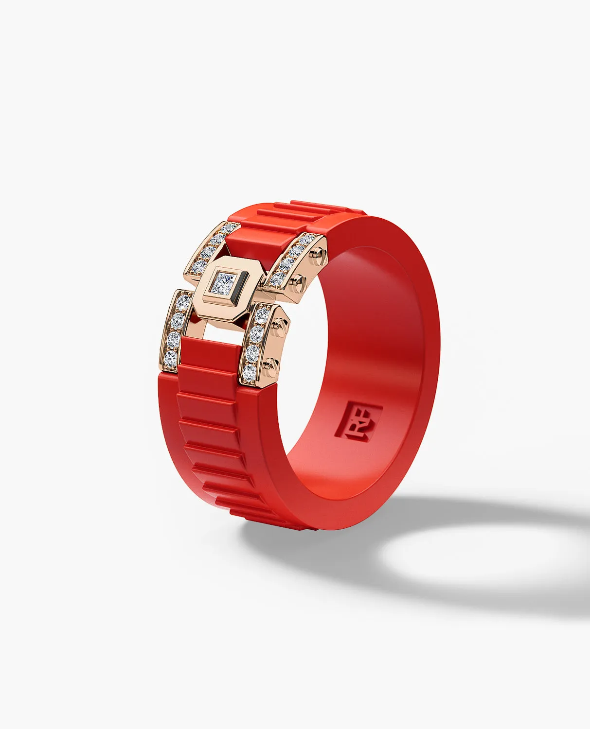 Ready to Ship - LA PAZ Atomic Silicone & 18k Rose Gold Ring with 0.20ct Diamonds