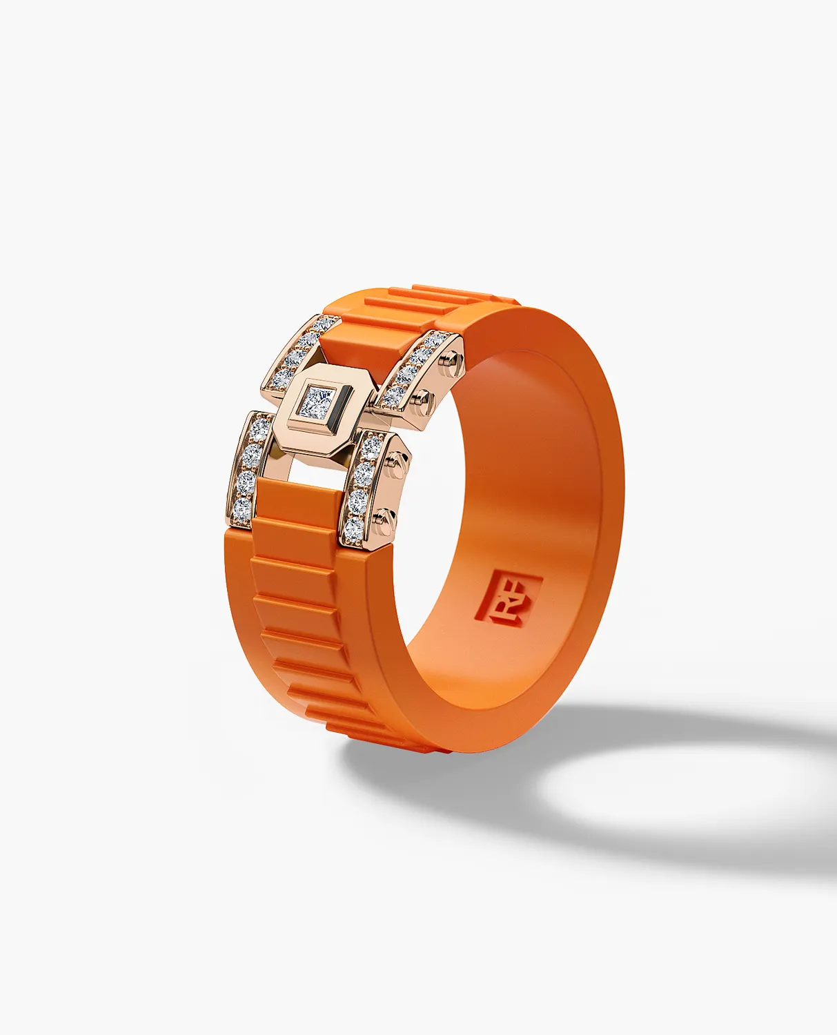 Ready to Ship - LA PAZ Atomic Silicone & 18k Rose Gold Ring with 0.20ct Diamonds