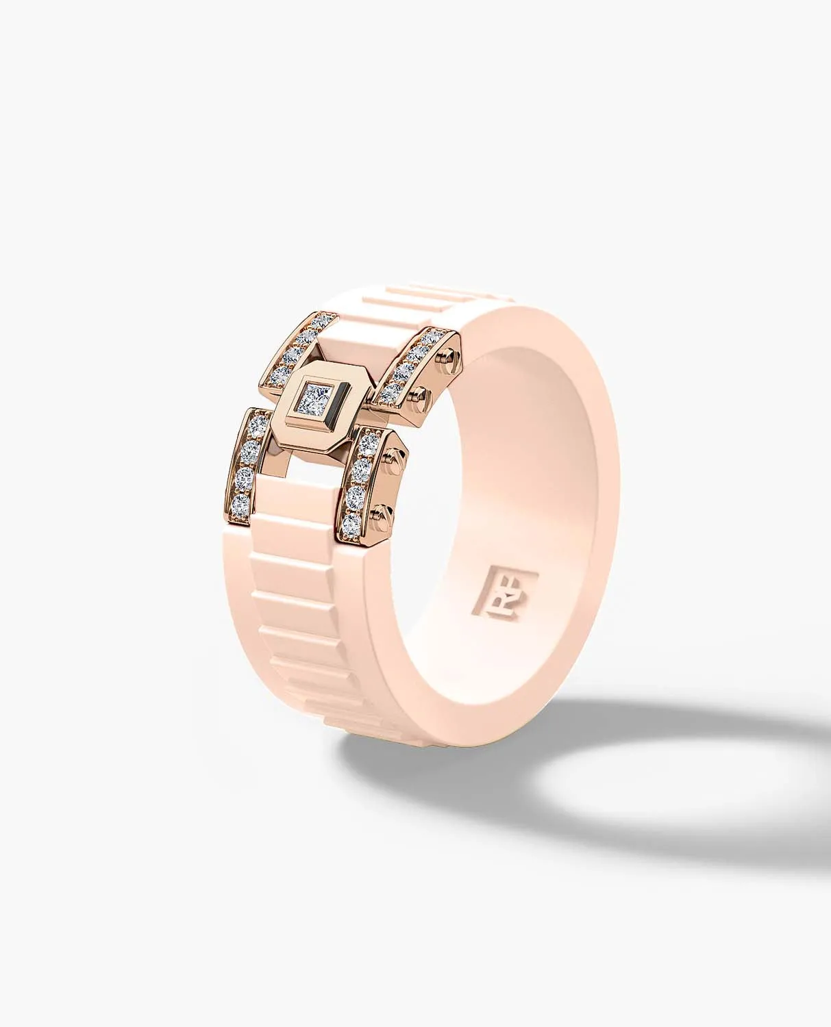 Ready to Ship - LA PAZ Atomic Silicone & 18k Rose Gold Ring with 0.20ct Diamonds