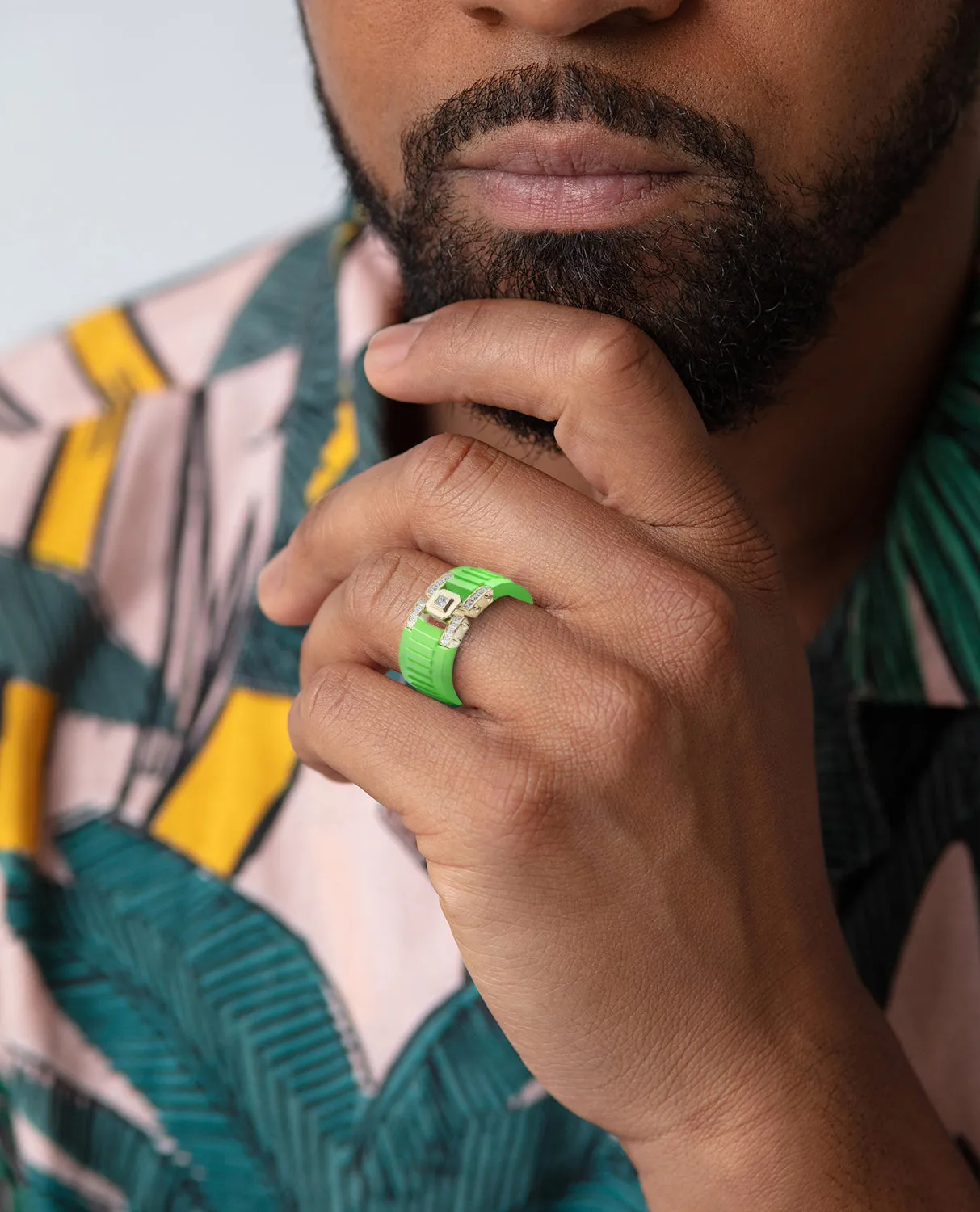 Ready to Ship - LA PAZ Atomic Silicone & 18k Rose Gold Ring with 0.20ct Diamonds