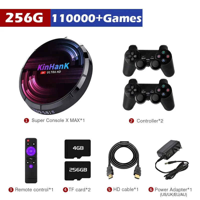 Retro WiFi Video Game Console Super Console X Max For PS1/PSP/N64/DC/SNES Game Player 4K HD H96 Game/TV Box With 114,000  Games