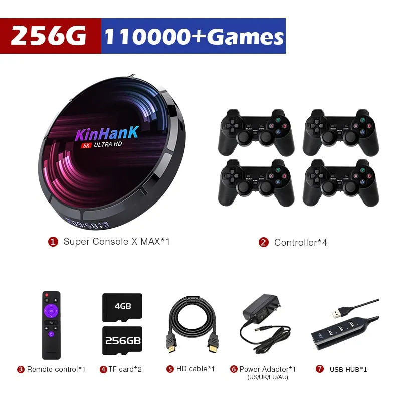 Retro WiFi Video Game Console Super Console X Max For PS1/PSP/N64/DC/SNES Game Player 4K HD H96 Game/TV Box With 114,000  Games