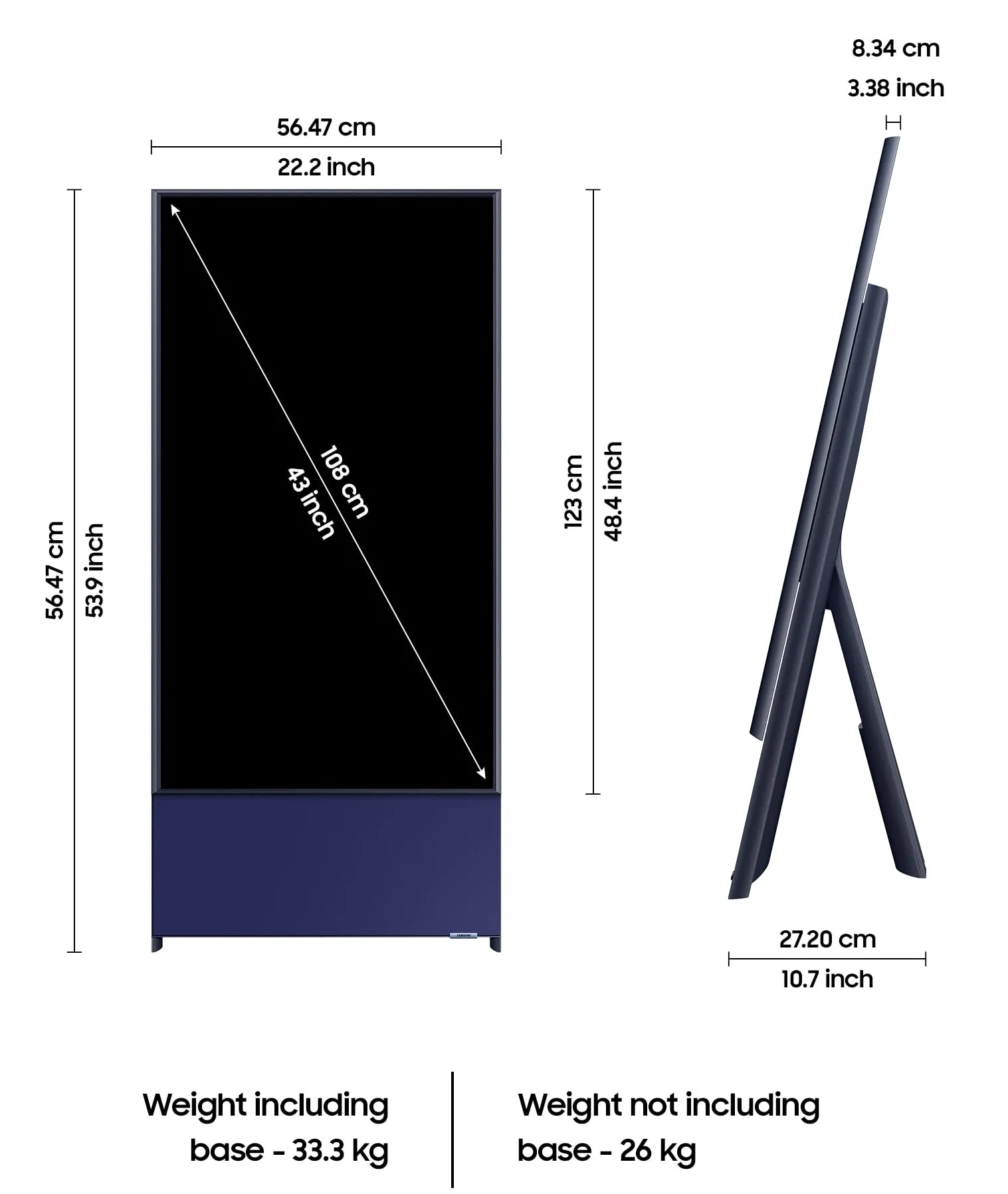 Samsung 108 cm (43 Inches) The Sero Series 4K Ultra HD QLED Smart TV QA43LS05TAKXXL (Navy Blue)