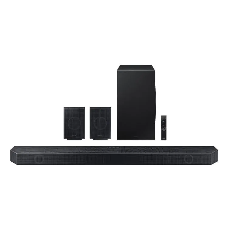 Samsung HWQ990C | Barre de son - 11.1.4 canaux - Dolby ATMOS sans fil - Avec caisson de graves sans fil et Haut-parleurs arrière inclus - Série Q - 656W - Noir - Boîte ouverte