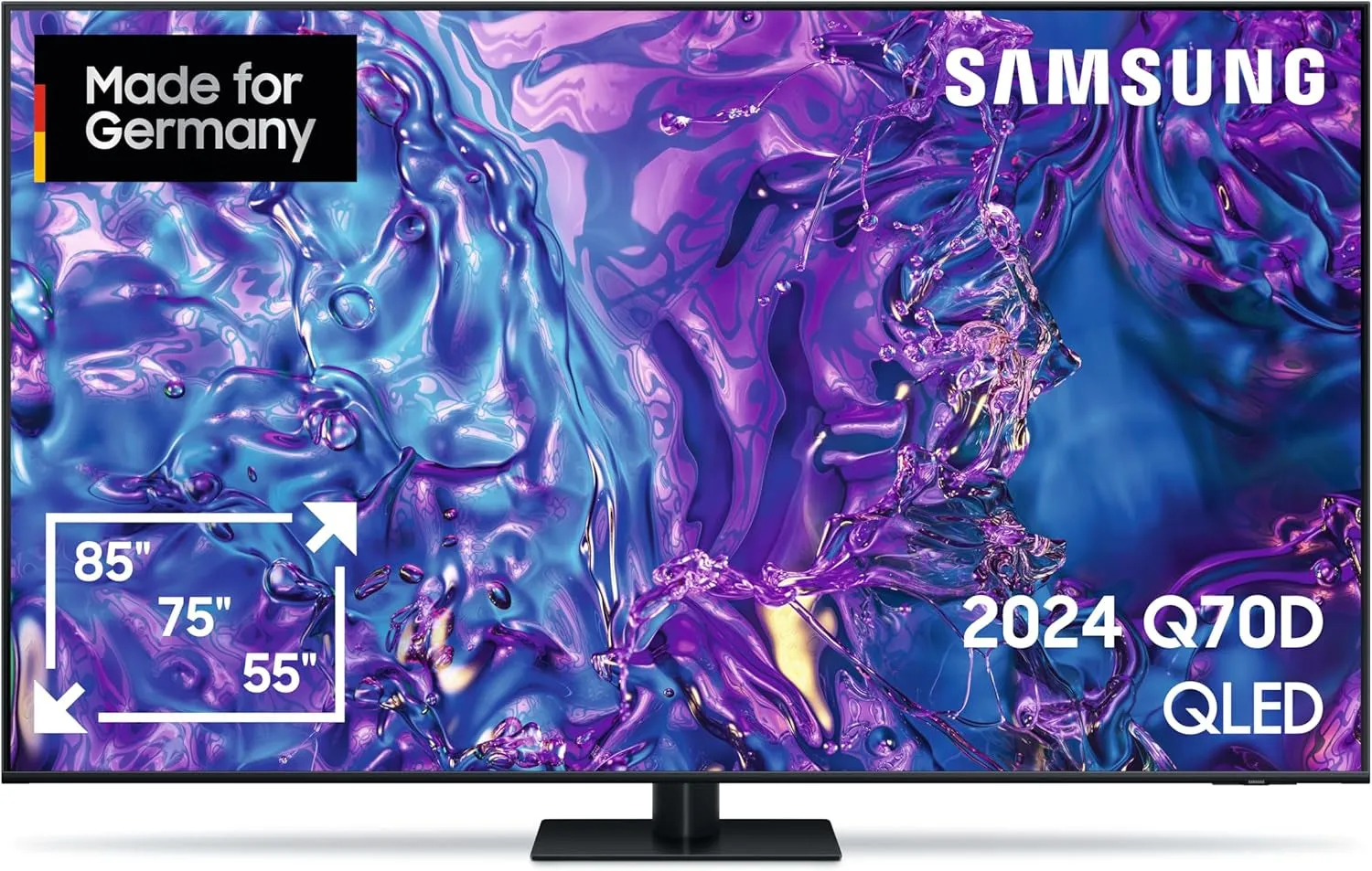 Samsung QLED 4K Q70D Fernseher 65 Zoll, Samsung TV Mit AI Quantum Prozessor 4K, 4K AI Upscaling, Samsung Tizen OS, Motion Xcelerator 120 Hz, Smart TV, KI TV, GQ65Q70DATXZG, Deutsches Modell [2024]