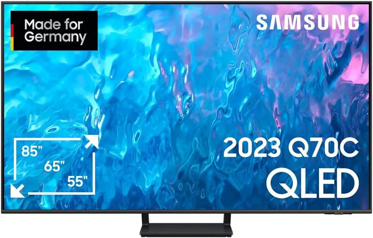 Samsung QLED 4K Q70D Fernseher 65 Zoll, Samsung TV Mit AI Quantum Prozessor 4K, 4K AI Upscaling, Samsung Tizen OS, Motion Xcelerator 120 Hz, Smart TV, KI TV, GQ65Q70DATXZG, Deutsches Modell [2024]