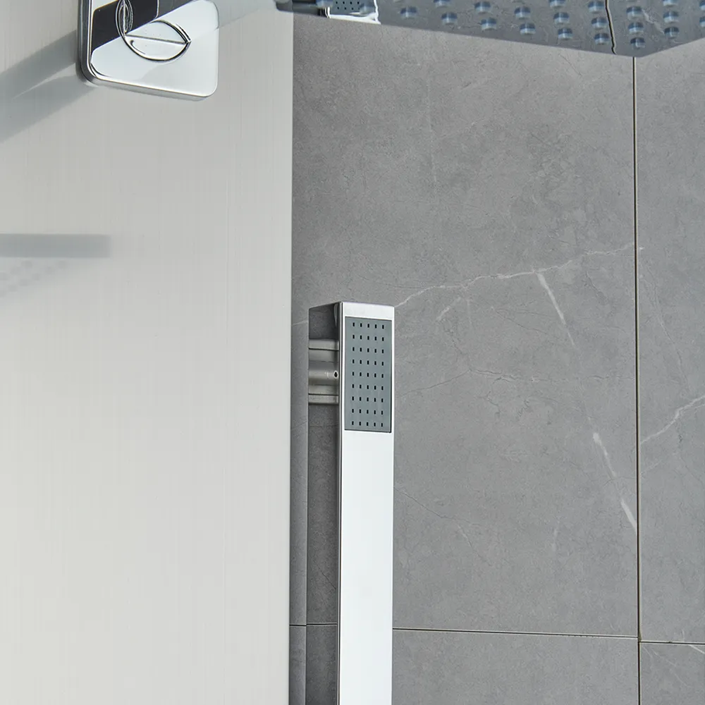 Shower Panel System - Brushed Finish - Head Shower, Hand Shower - 2Pcs ABS Body Jets