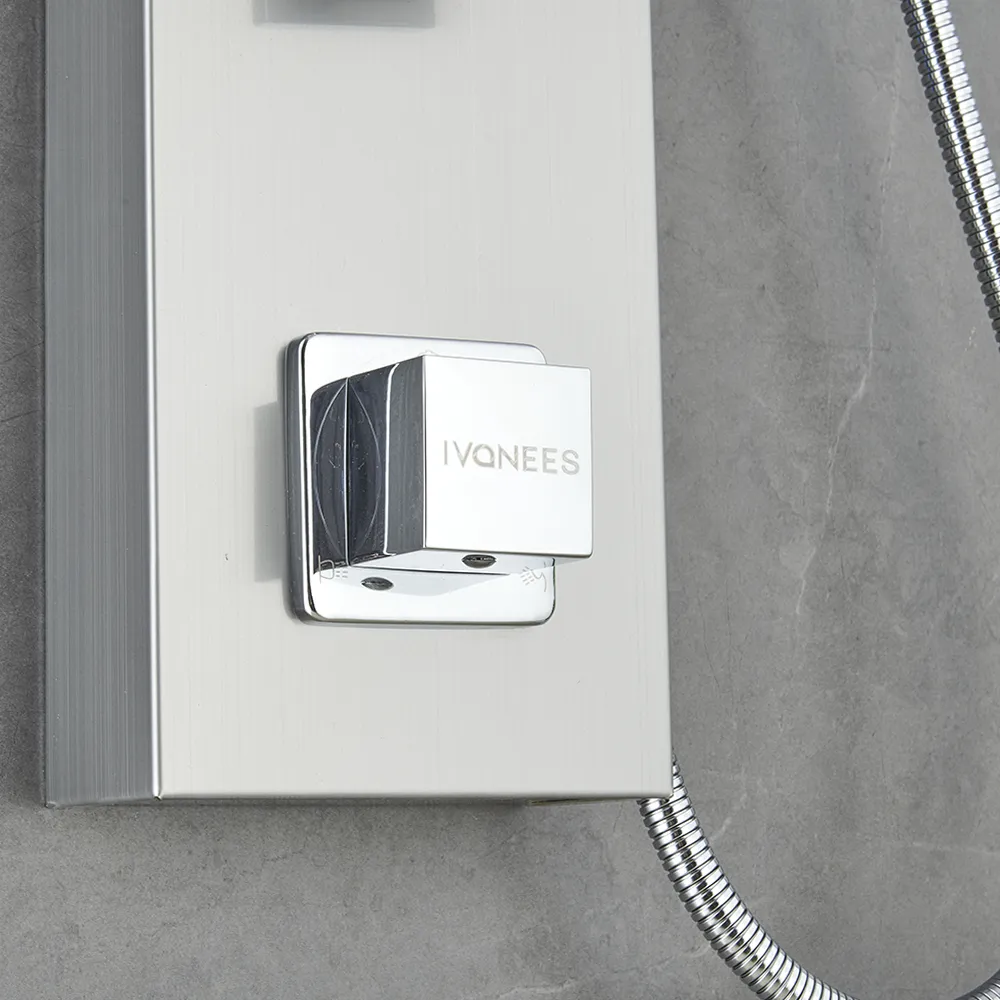 Shower Panel System - Brushed Finish - Head Shower, Hand Shower - 2Pcs ABS Body Jets
