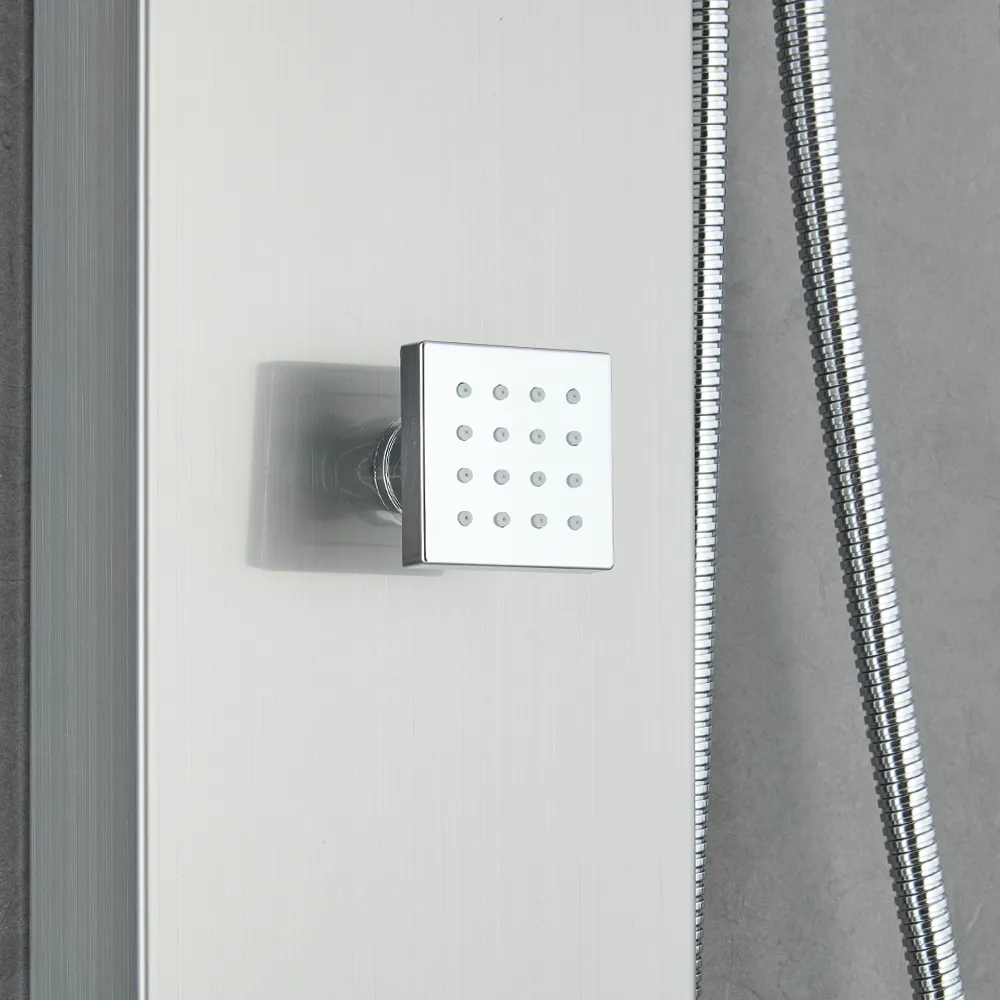 Shower Panel System - Brushed Finish - Head Shower, Hand Shower - 2Pcs ABS Body Jets
