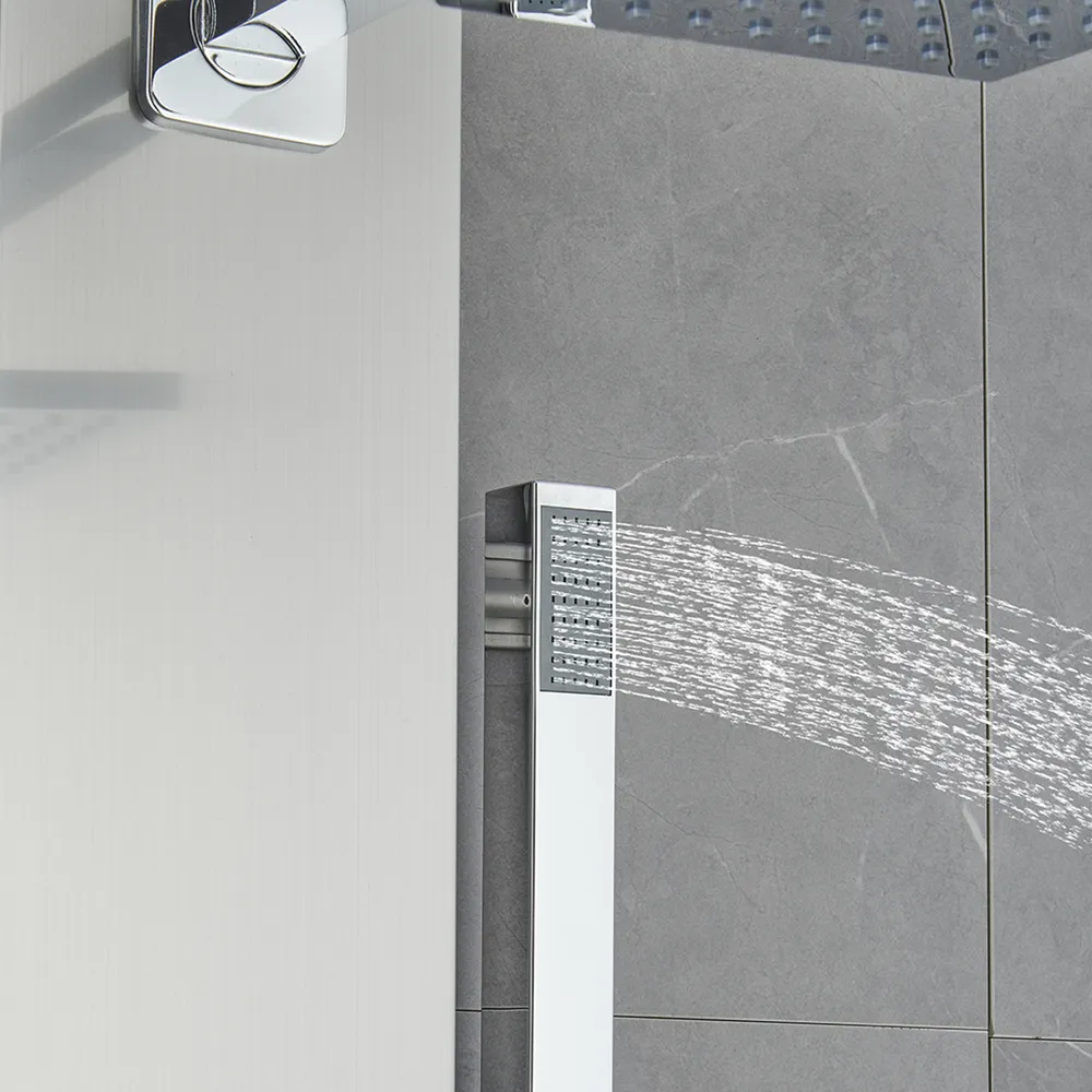 Shower Panel System - Brushed Finish - Head Shower, Hand Shower - 2Pcs ABS Body Jets