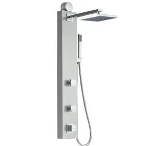 Shower Panel System - Brushed Finish - Head Shower, Hand Shower - 2Pcs ABS Body Jets