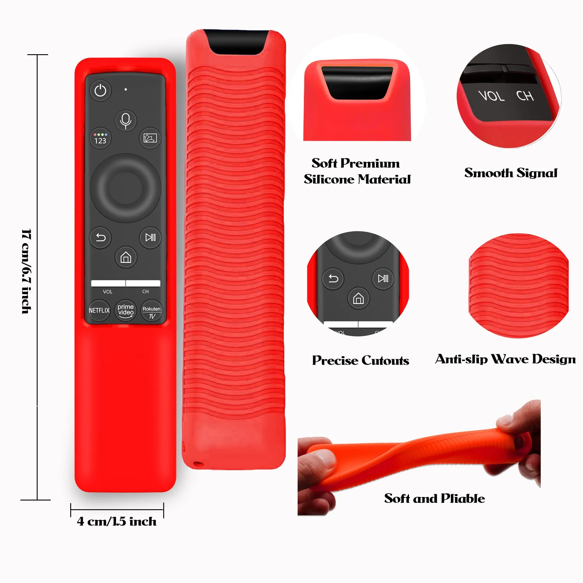 Silicone Protective Case for Samsung Smart TV Remote Control BN59 Series -Red