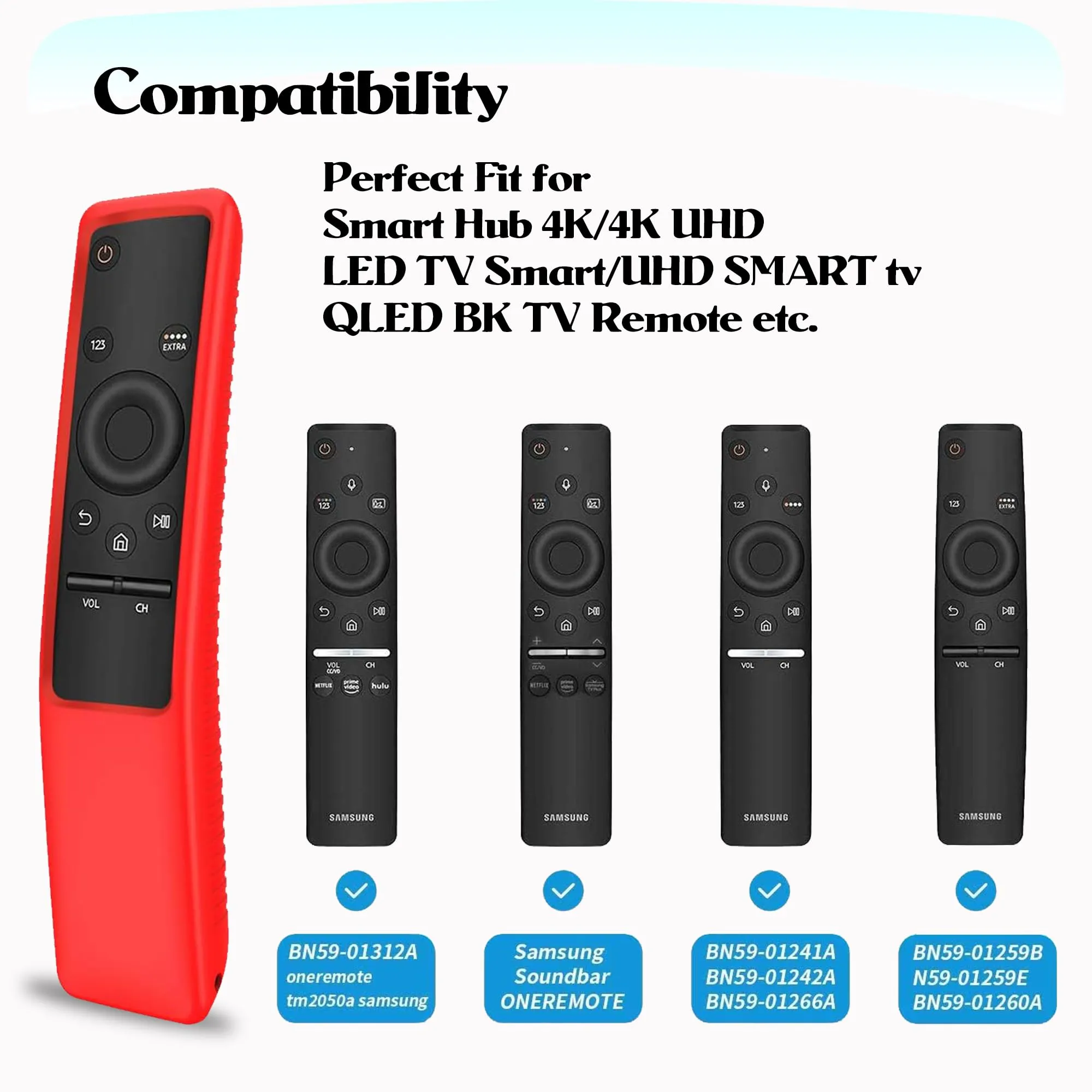 Silicone Protective Case for Samsung Smart TV Remote Control BN59 Series -Red