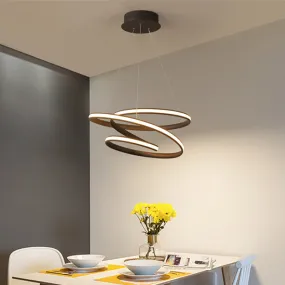 Simplicity LED Chandelier in Coffee with Warm/White Light - Iron Screwy Circle Drop Lamp
