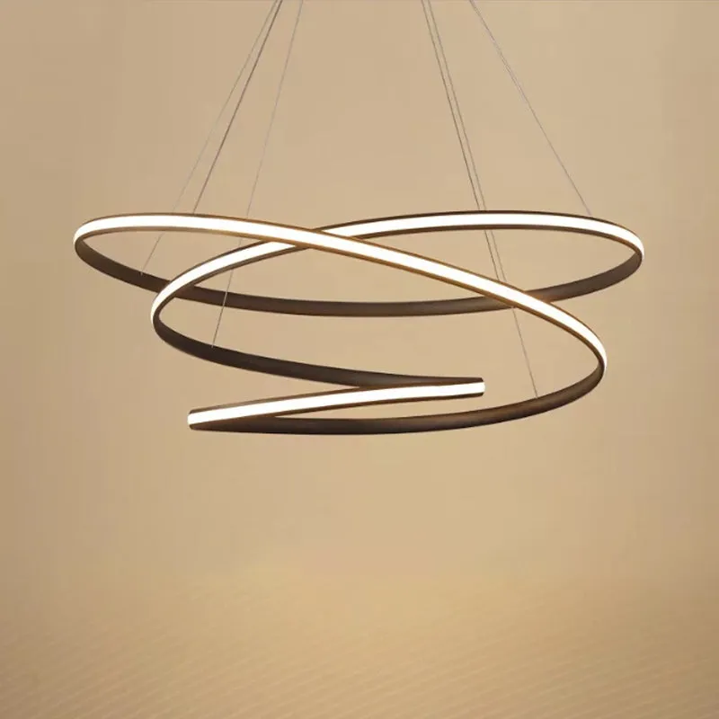 Simplicity LED Chandelier in Coffee with Warm/White Light - Iron Screwy Circle Drop Lamp