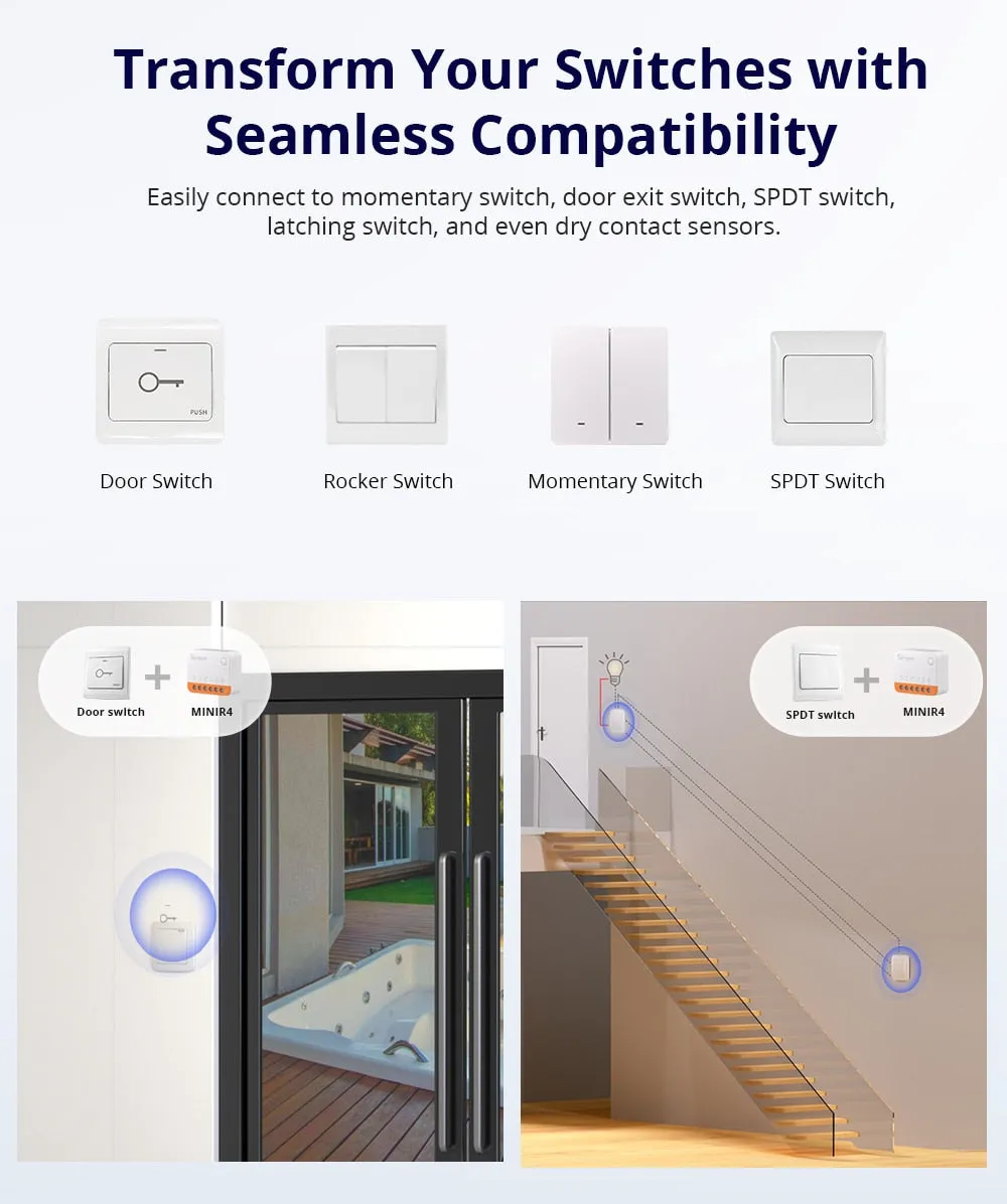 Sonoff Mini R4 Extreme Wifi Smart Switch Detach Relay Mode External Switch Control Via eWelink APP Work with Alexa Google Home