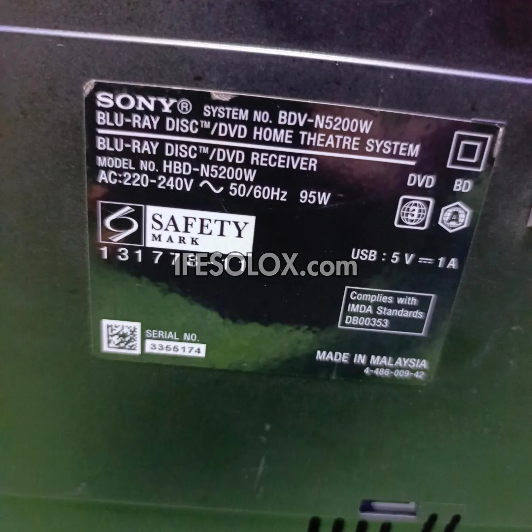 Sony HBD-N5200W 5.1Ch 1000W Bluetooth 3D Blu-ray DVD Home Theater System with WiFi and Miracast - Pre-owned