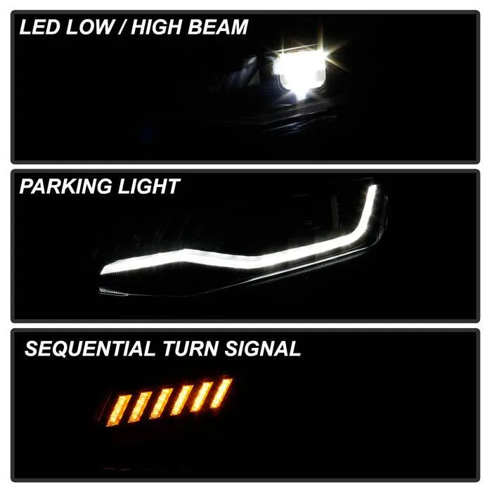 Spyder Apex Chevy Camaro 16-18 Full LED Headlights SEQ Black