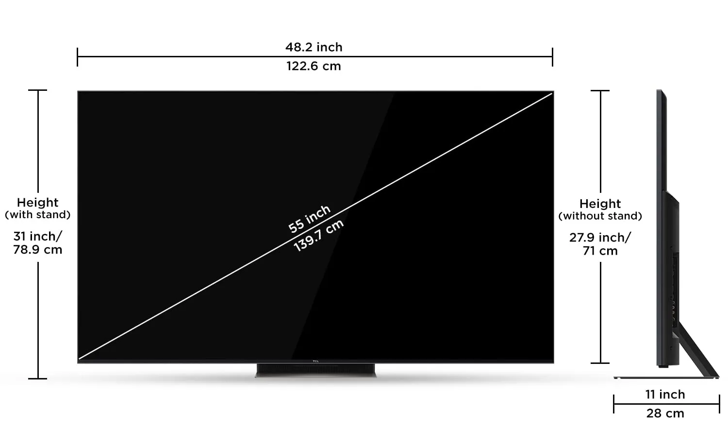 TCL 138.7 cm (55 inches) 4K Ultra HD Smart Mini LED Google TV 55C835 (Black)