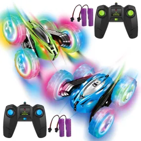 THINKMAX 2PACK RC Stunt Car Remote Control Car with Wheel Lights Blue Green
