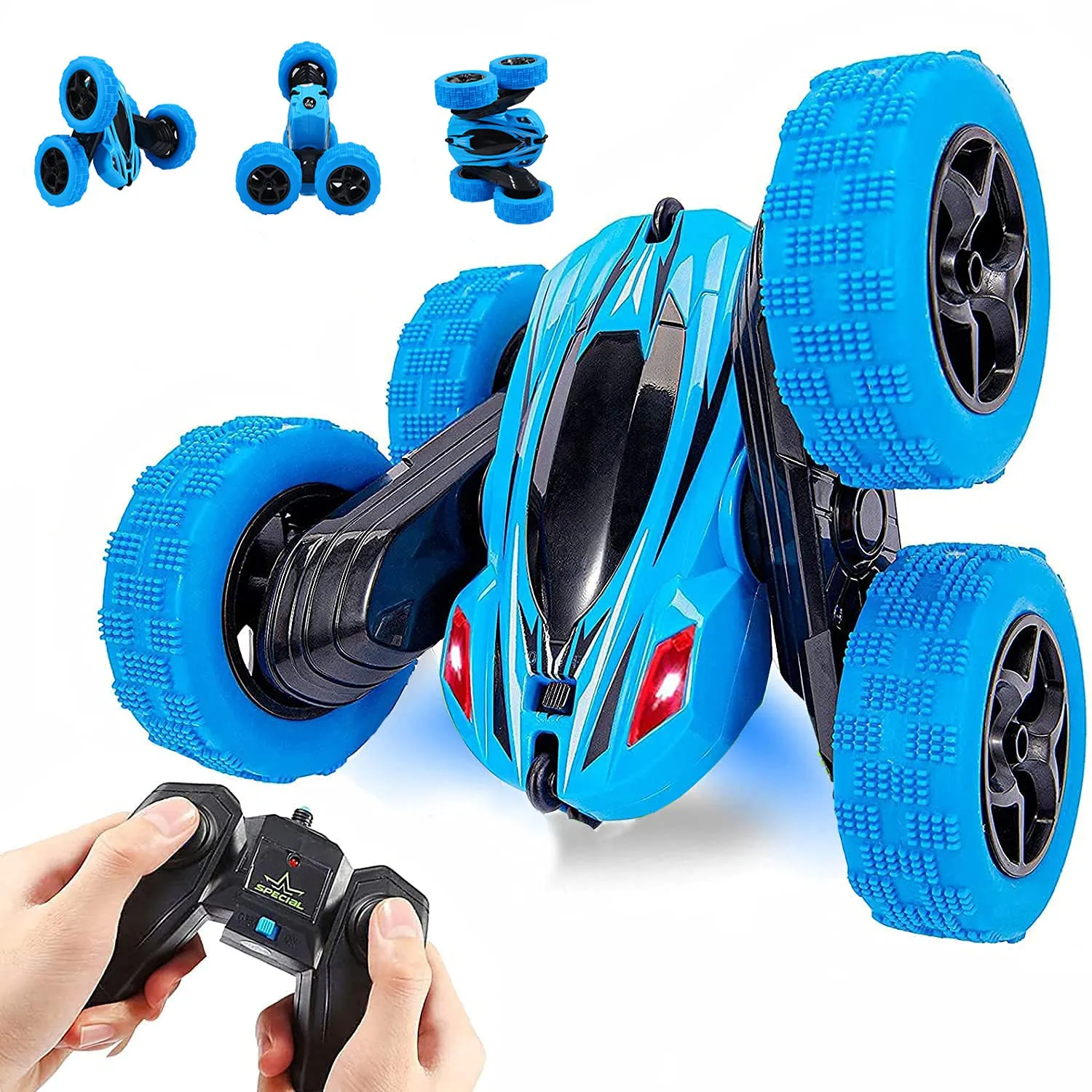 THINKMAX 2PACK RC Stunt Car Remote Control Car with Wheel Lights Blue Red