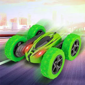 THINKMAX Remote Control Car 1165A RC Stunt Car Toy Double Sided 360 Rotating Vehicle Green