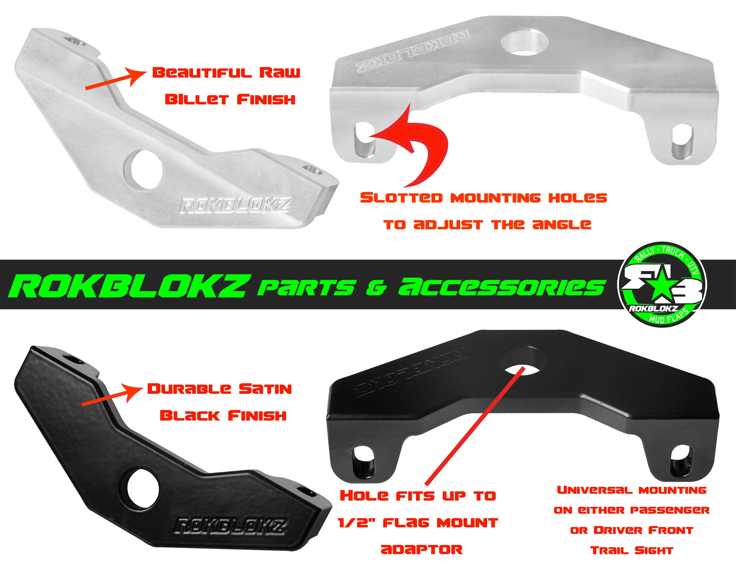 Trail Sight Billet Flag Mount for 2021  Ford Bronco & 2022  Bronco Raptor
