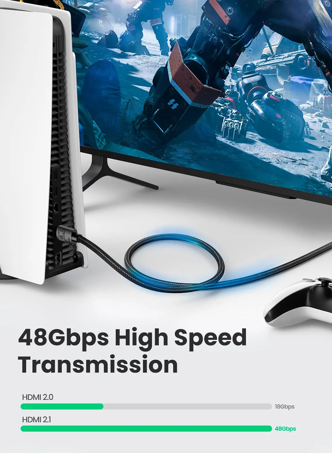UGREEN 8K HDMI 2.1 Cable Ultra HD 8K@60Hz 4K@120Hz High Speed 48Gbps