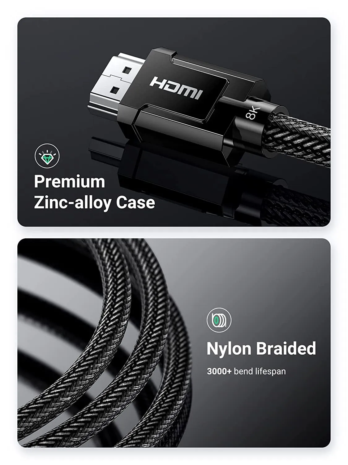 Ugreen 8K Ultra High-Speed HDMI 2.1 Cable - Enhanced Performance for 4K/8K Gaming, Streaming, and Home Theater