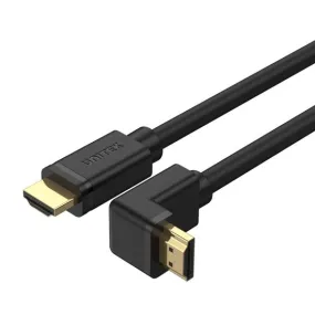 Unitek 2m 4K HDMI 2.0 Right Angle Cable with 270 Degree Elbow, HDR10, HDCP2.2, 3D & 7.1 Surround Sound, Gold-Plated Connectors