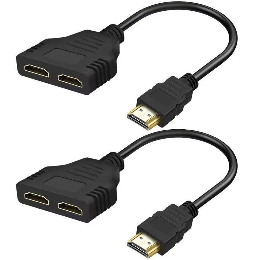 US 1-2 Pack HDMI Male to 2 Female 1 In 2 Out 4K Splitter Cable Adapter Converter
