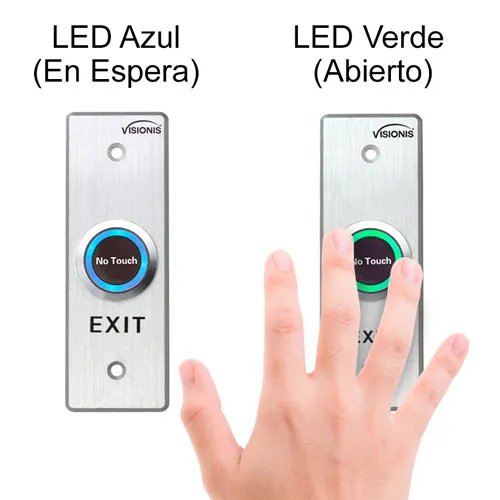 Visionis 4 Pack FPC-7562 VIS-7028 Indoor Stainless Steel No Touch Infrared Request To Exit Button With Time Delay Slim Size LED Light NC COM And NO Outputs