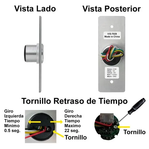 Visionis 4 Pack FPC-7562 VIS-7028 Indoor Stainless Steel No Touch Infrared Request To Exit Button With Time Delay Slim Size LED Light NC COM And NO Outputs