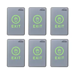 Visionis 6 Pack FPC-7553 VIS-7026 Indoor Touch Sensitive Type Standard Size Push To Exit Button For Door Access Control With LED NC COM And NO Outputs
