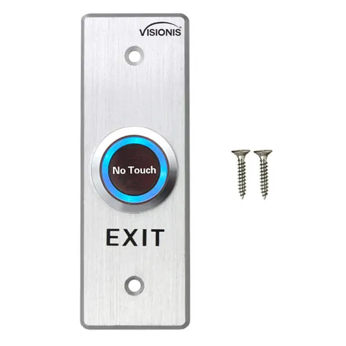 Visionis 6 Pack FPC-7563 VIS-7028 Indoor Stainless Steel No Touch Infrared Request To Exit Button With Time Delay Slim Size LED Light NC COM And NO Outputs