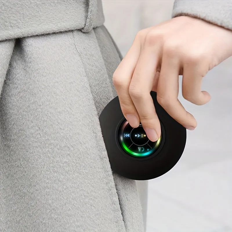 Waterproof Speaker, Portable Wireless Speaker With Suction Cup, USB Rechargeable Black Speaker With 2 Hours Play Time 3.7V/400mah Battery 5.0 Wireless Version Life
