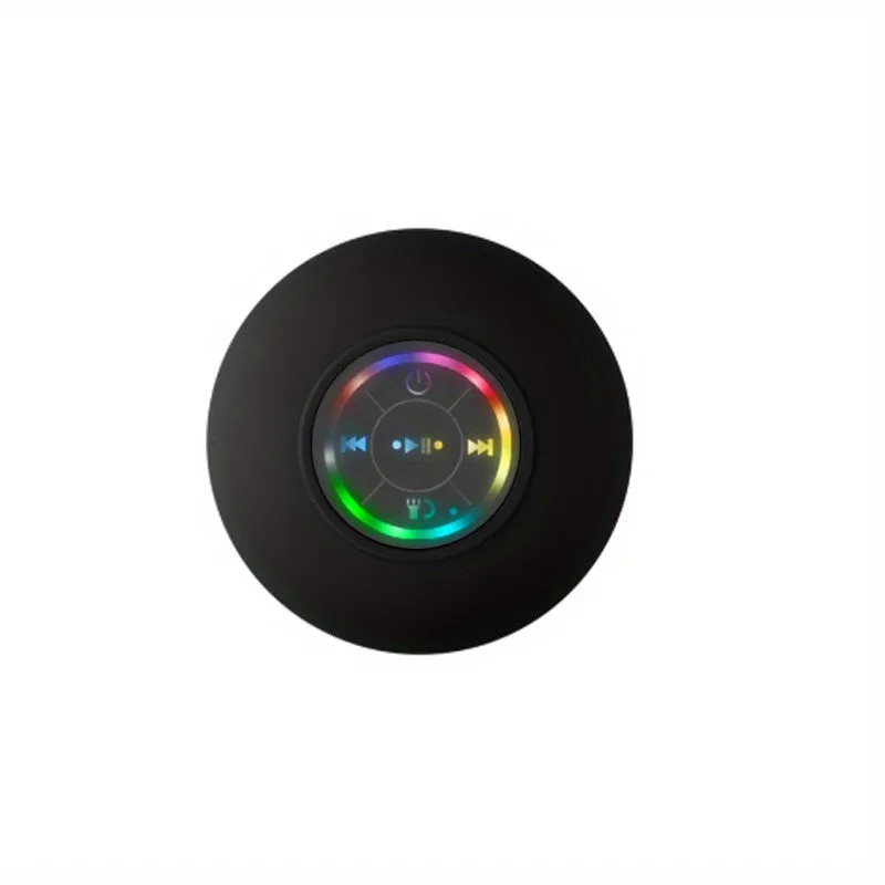Waterproof Speaker, Portable Wireless Speaker With Suction Cup, USB Rechargeable Black Speaker With 2 Hours Play Time 3.7V/400mah Battery 5.0 Wireless Version Life