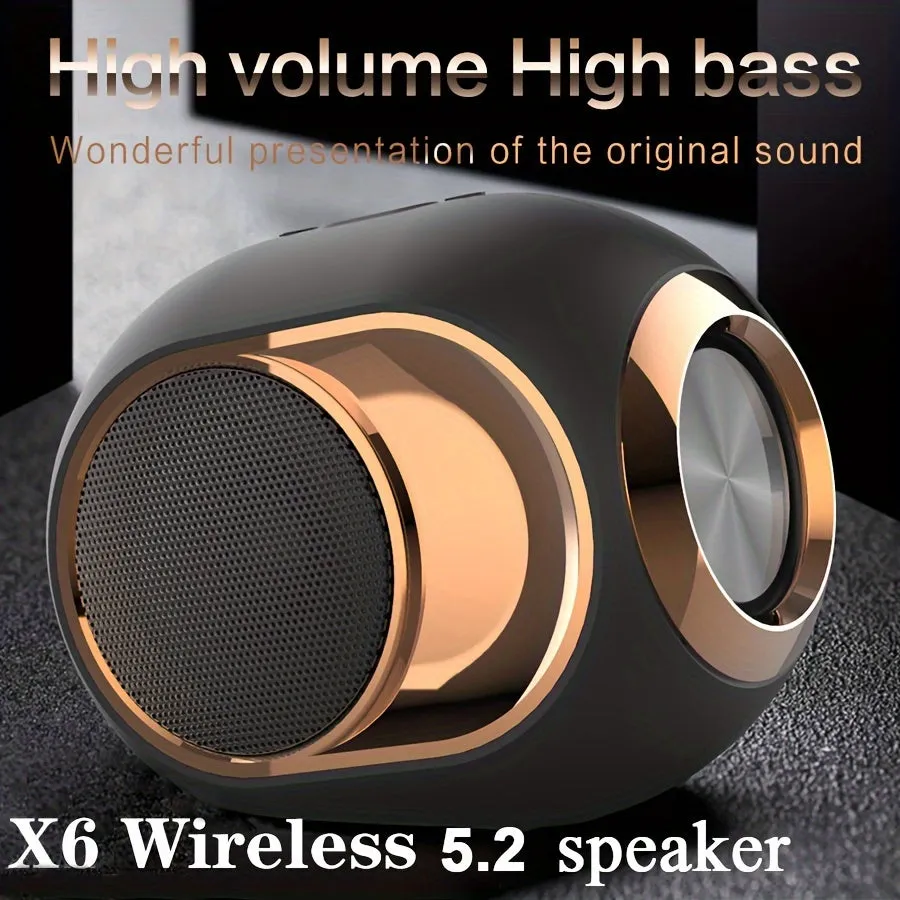 X6 Wireless 5.2 Speaker - Powerful High Volume Bass - Portable for Outdoor Activities and Camping - FM Radio - Compatible with Phones, Tablets, Laptops