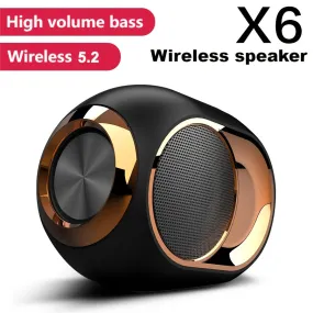 X6 Wireless 5.2 Speaker - Powerful High Volume Bass - Portable for Outdoor Activities and Camping - FM Radio - Compatible with Phones, Tablets, Laptops