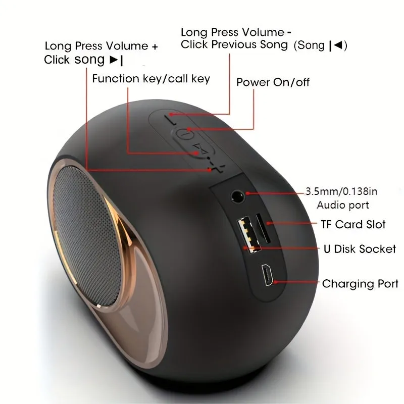 X6 Wireless 5.2 Speaker - Powerful High Volume Bass - Portable for Outdoor Activities and Camping - FM Radio - Compatible with Phones, Tablets, Laptops